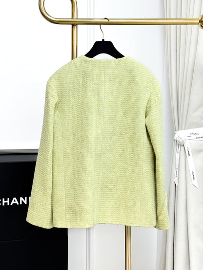 Chanel 20K Green Printed Knit Jacket