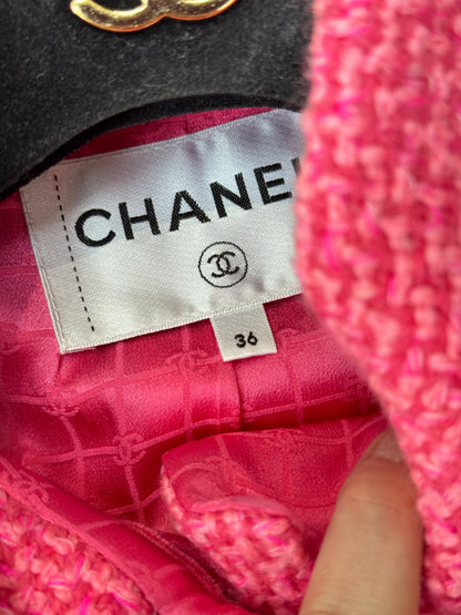 Chanel 22K Stand Collar Rose Pink Knit Jacket